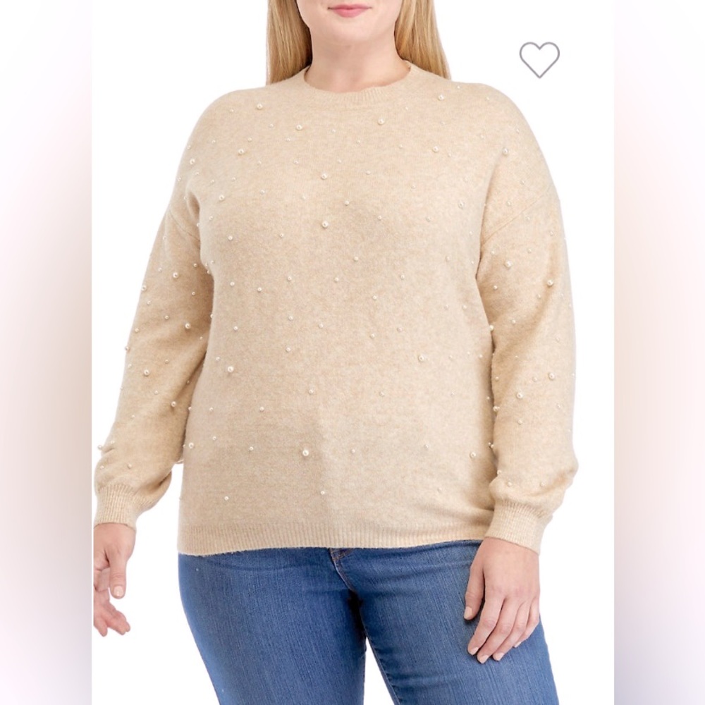 Plus Size Pearl Jewel Sweater